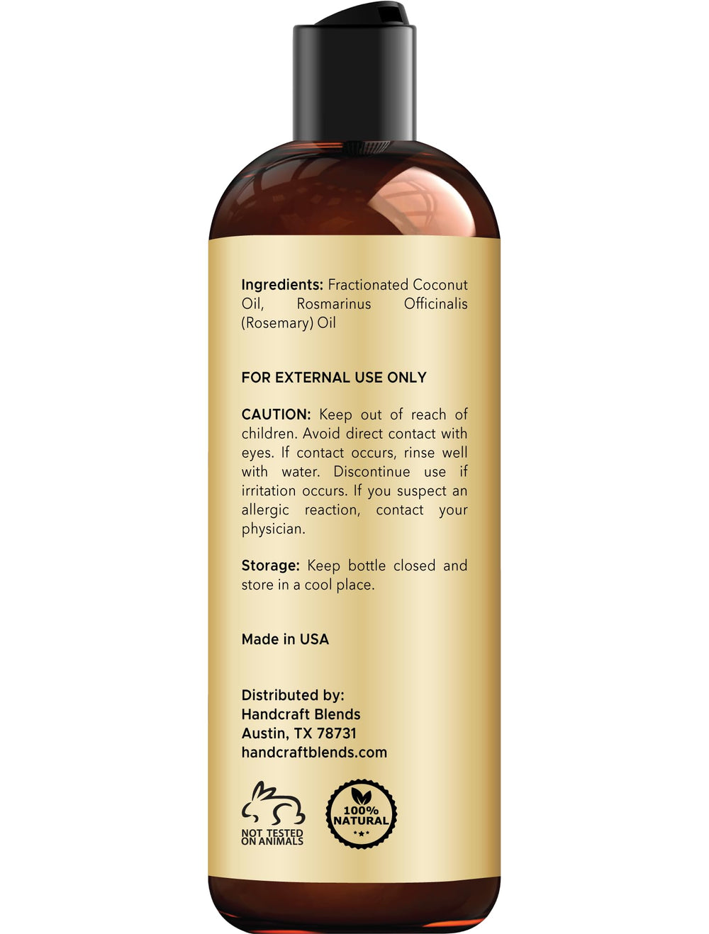 Handcraft Blends rosemary coconut oil on skin delivers silky, non-greasy feel.