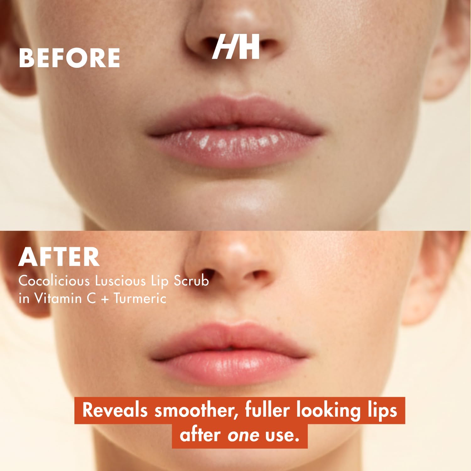 Handmade Heroes turmeric lip scrub packaging label highlights clean ingredients