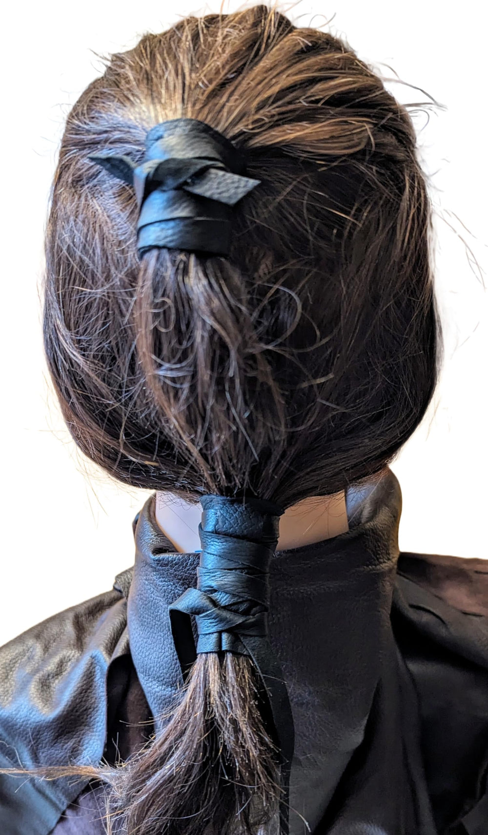 Packaging view of Leather Hair Wrap with wrap guide included