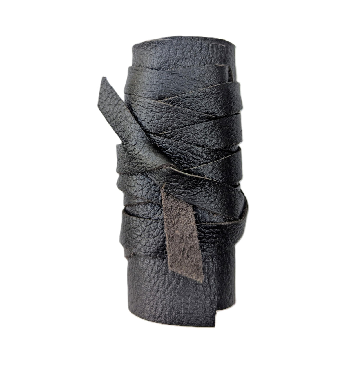 Handmade Leather Hair Wrap front view showing secure ponytail hold