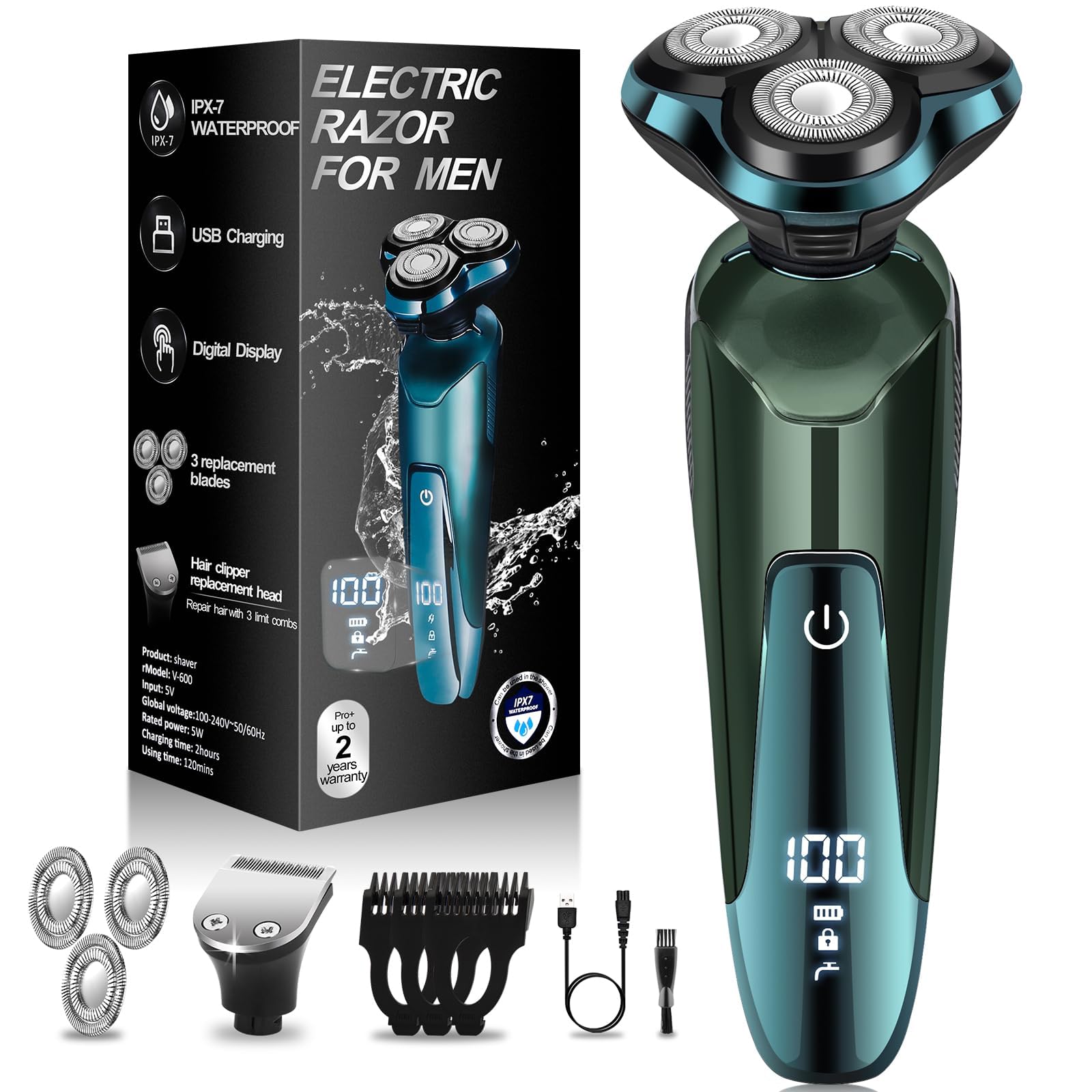 Handsomeface electric razor with a 3D floating head for close, comfortable shaving.