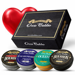 Handy Hound Occo Bobbo sample tins front view highlighting travel-friendly aromas.