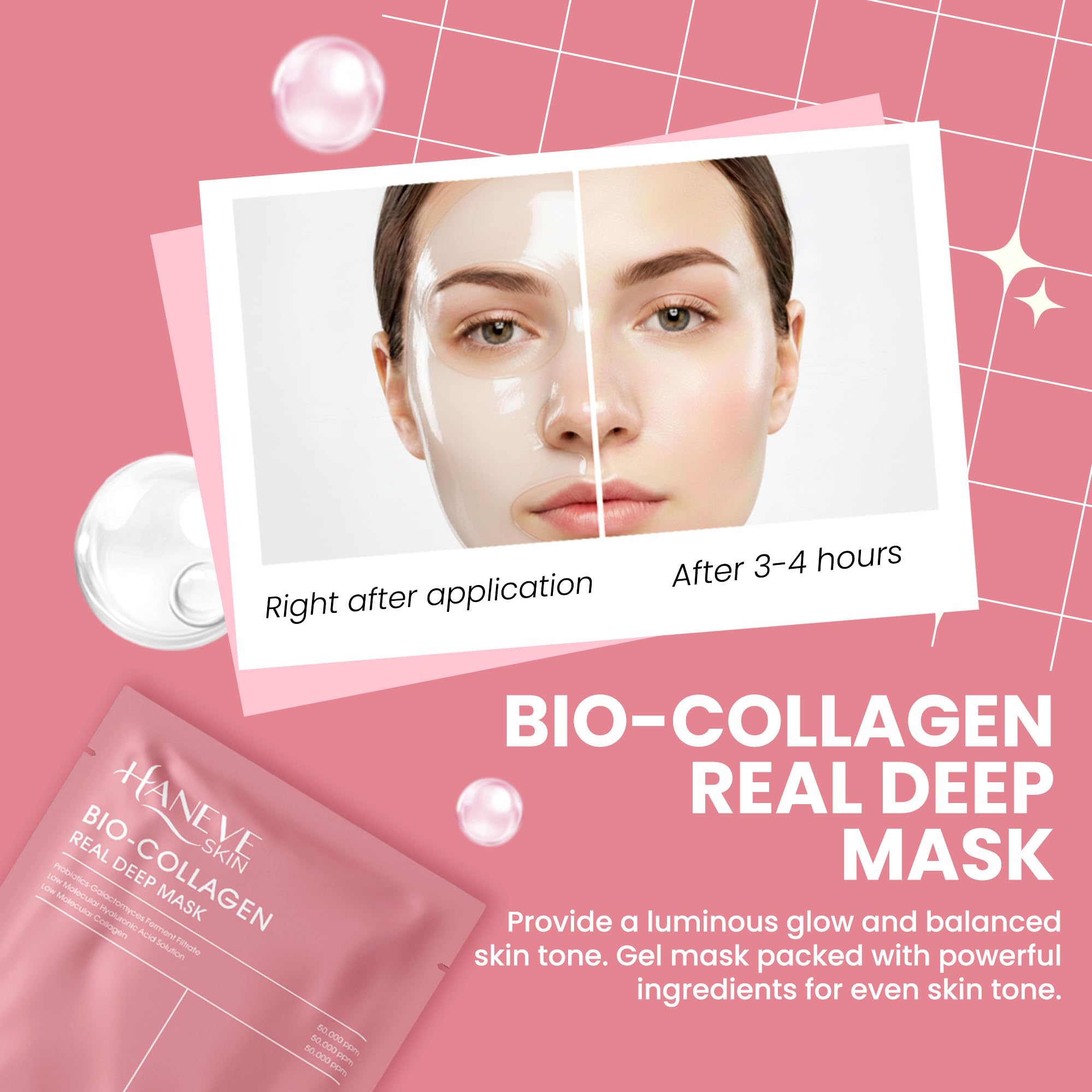 Haneve Skin Bio-Collagen mask texture closeup for smooth application