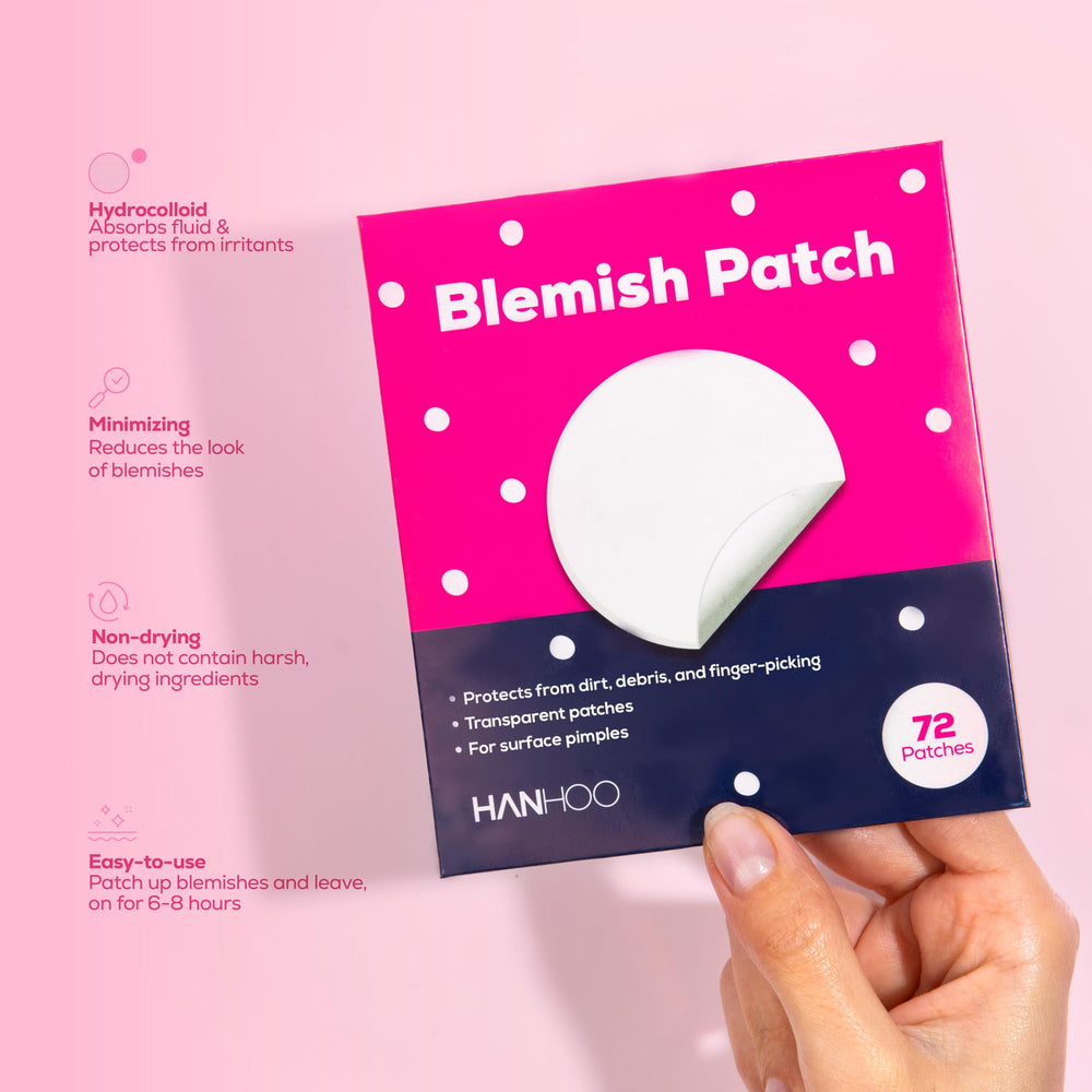 HANHOO blemish patch 12mm on skin, larger coverage for bigger blemishes.
