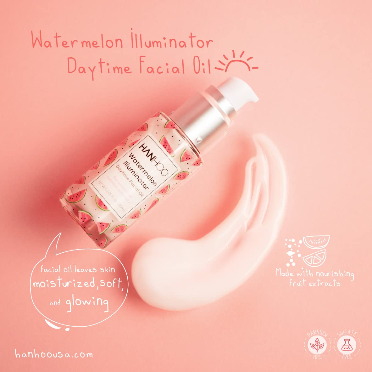 HANHOO Watermelon extract nourishes with vitamins A, C, and B.