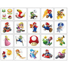 Hanisna Mario temporary tattoos sheet ideal for party favors and kid-friendly decorating.