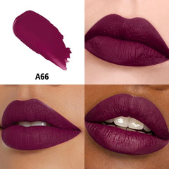 Closeup of application with Jazzberry lipstick for precise matte finish.