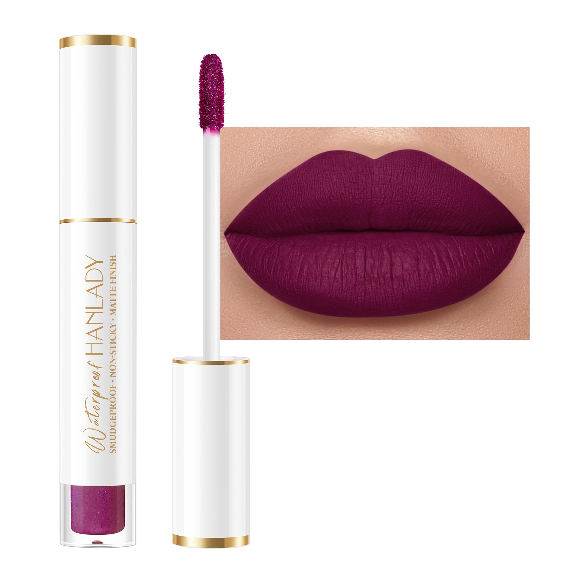 HANLADY Cranberry Lipstick Jazzberry swatch showing bold, long-lasting color.