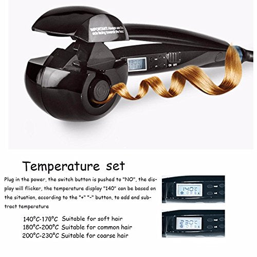 Hann Hair Curler LCD display provides precise temperature control for desired waves.