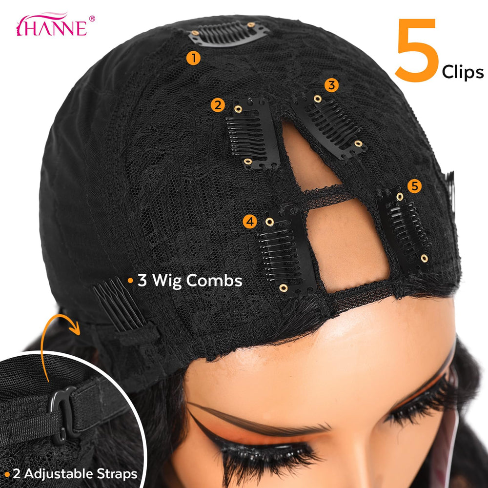 HANNE Yaki Curly V Part Wig easy-on design for quick styling