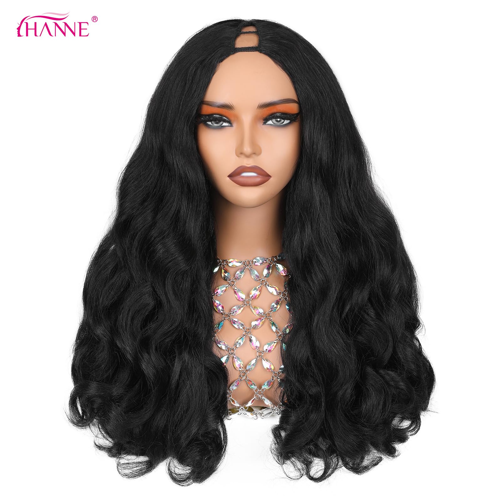 HANNE Yaki Curly V Part Wig natural black shade blends seamlessly