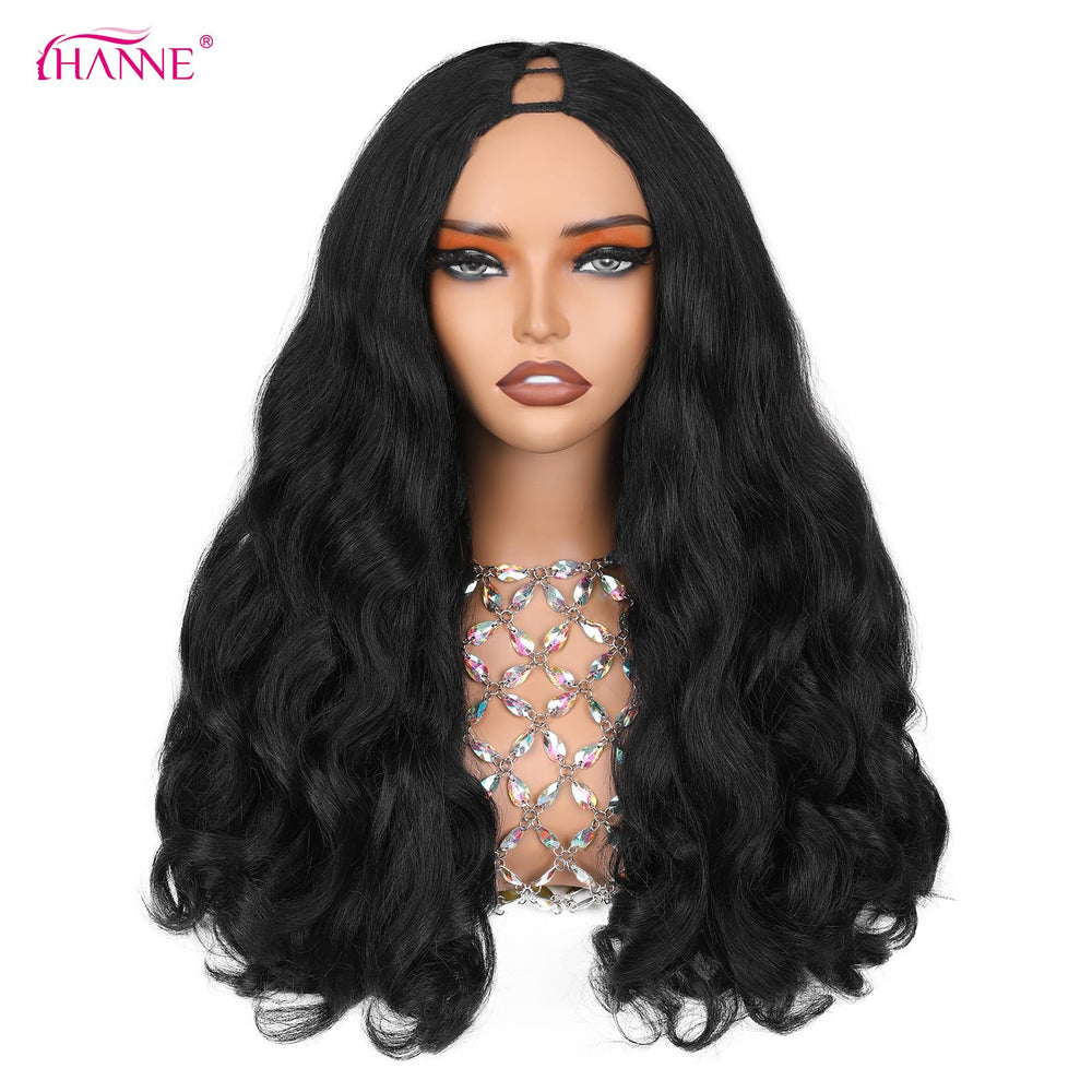 HANNE Yaki Curly V Part Wig natural black shade blends seamlessly