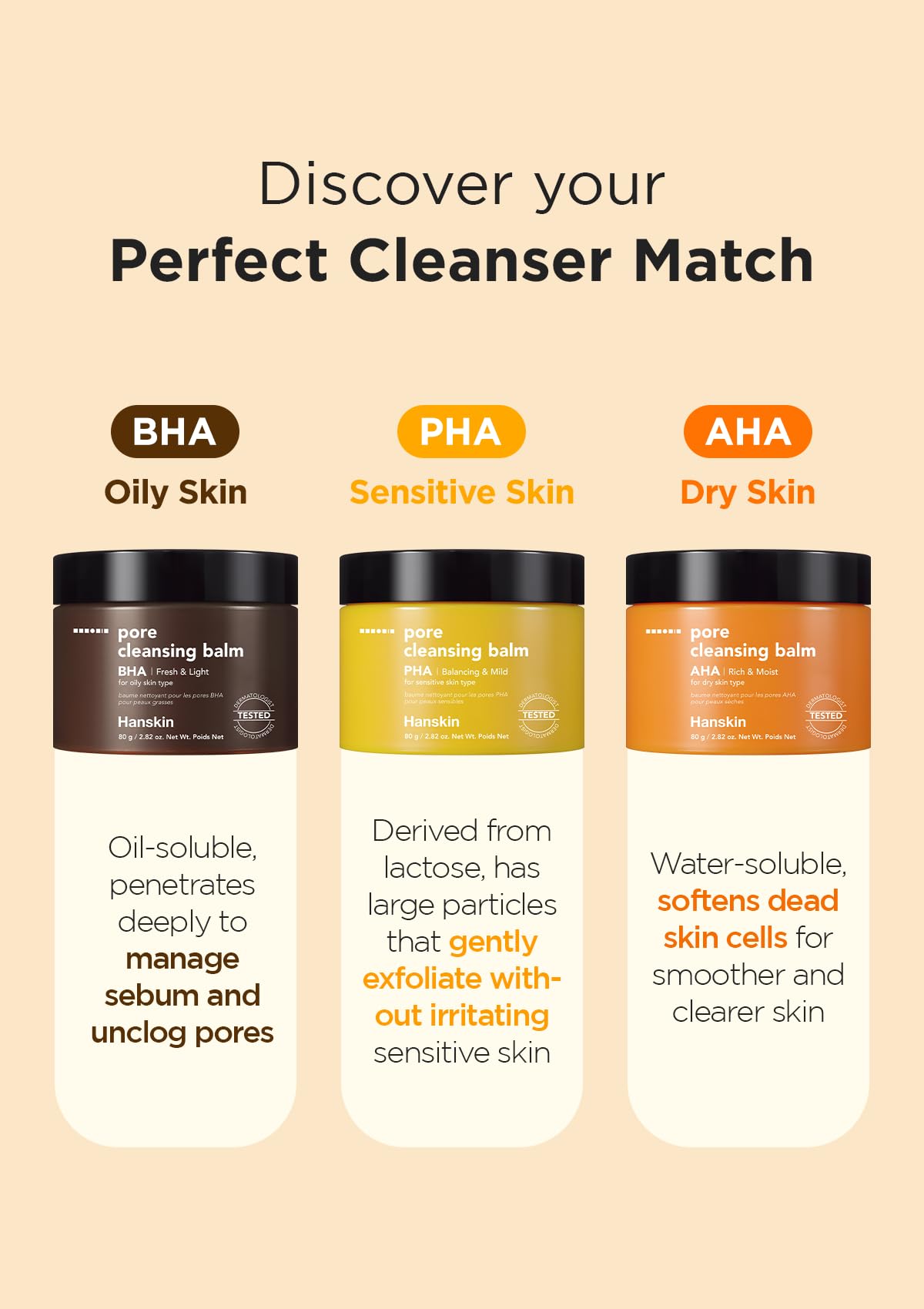 Hanskin AHA Pore Cleansing Balm removes long-wear makeup and sunscreen with ease.