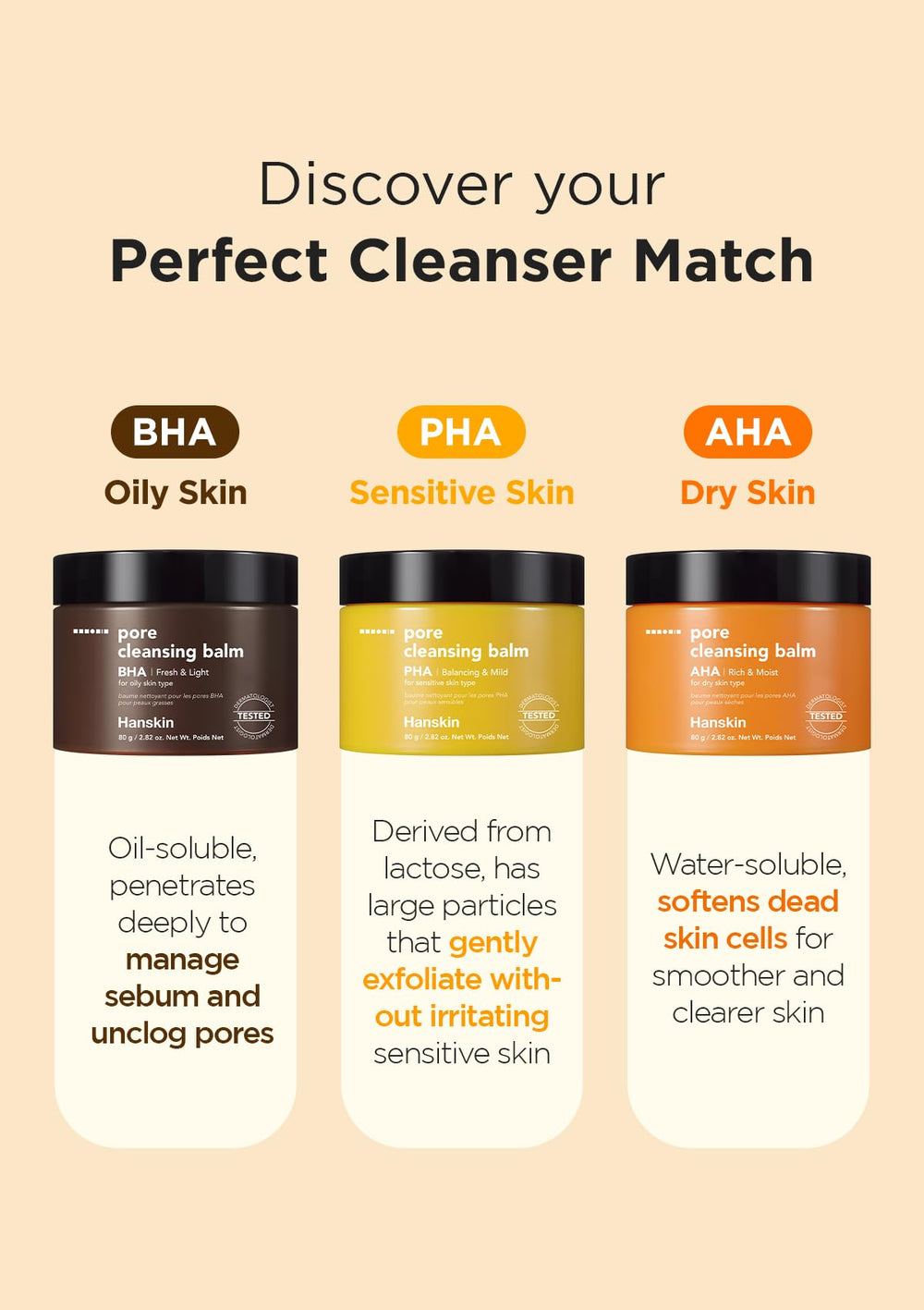 Hanskin AHA Pore Cleansing Balm removes long-wear makeup and sunscreen with ease.