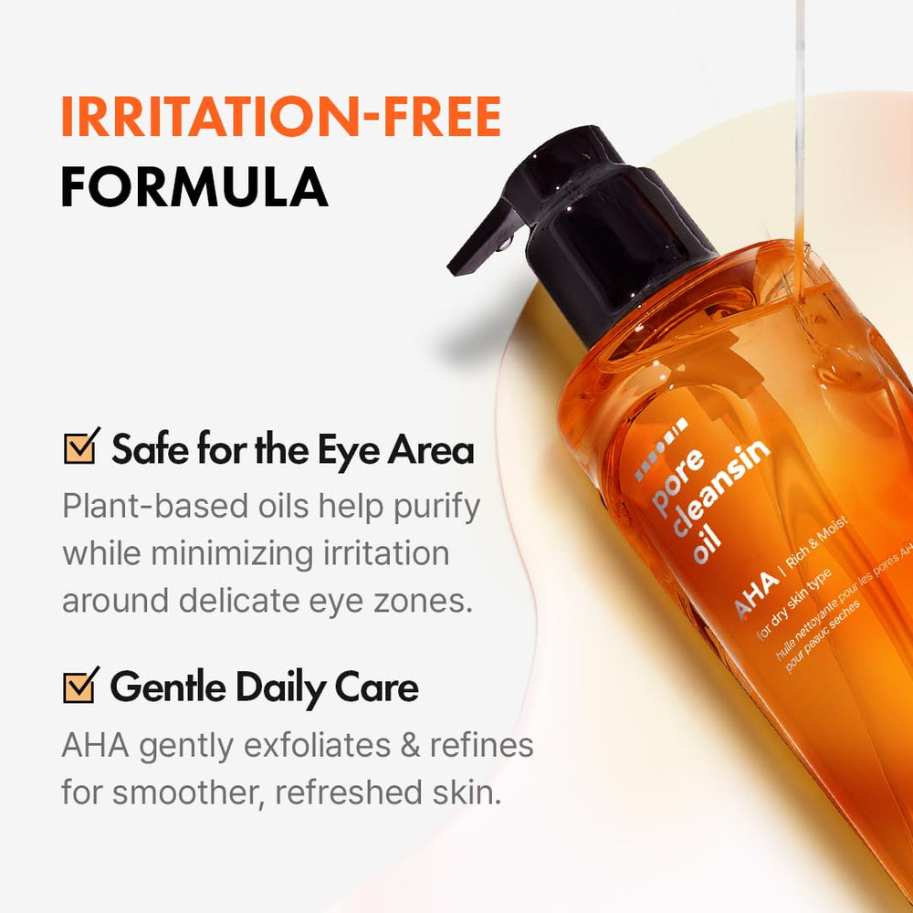 Nourishing jojoba, olive, and grape seed oils in Hanskin AHA Pore Cleansing Oil.