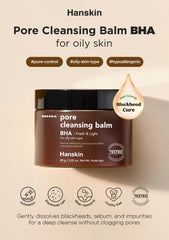 Hanskin BHA Pore Cleansing Balm solid-to-oil transition demonstrates cleansing action.