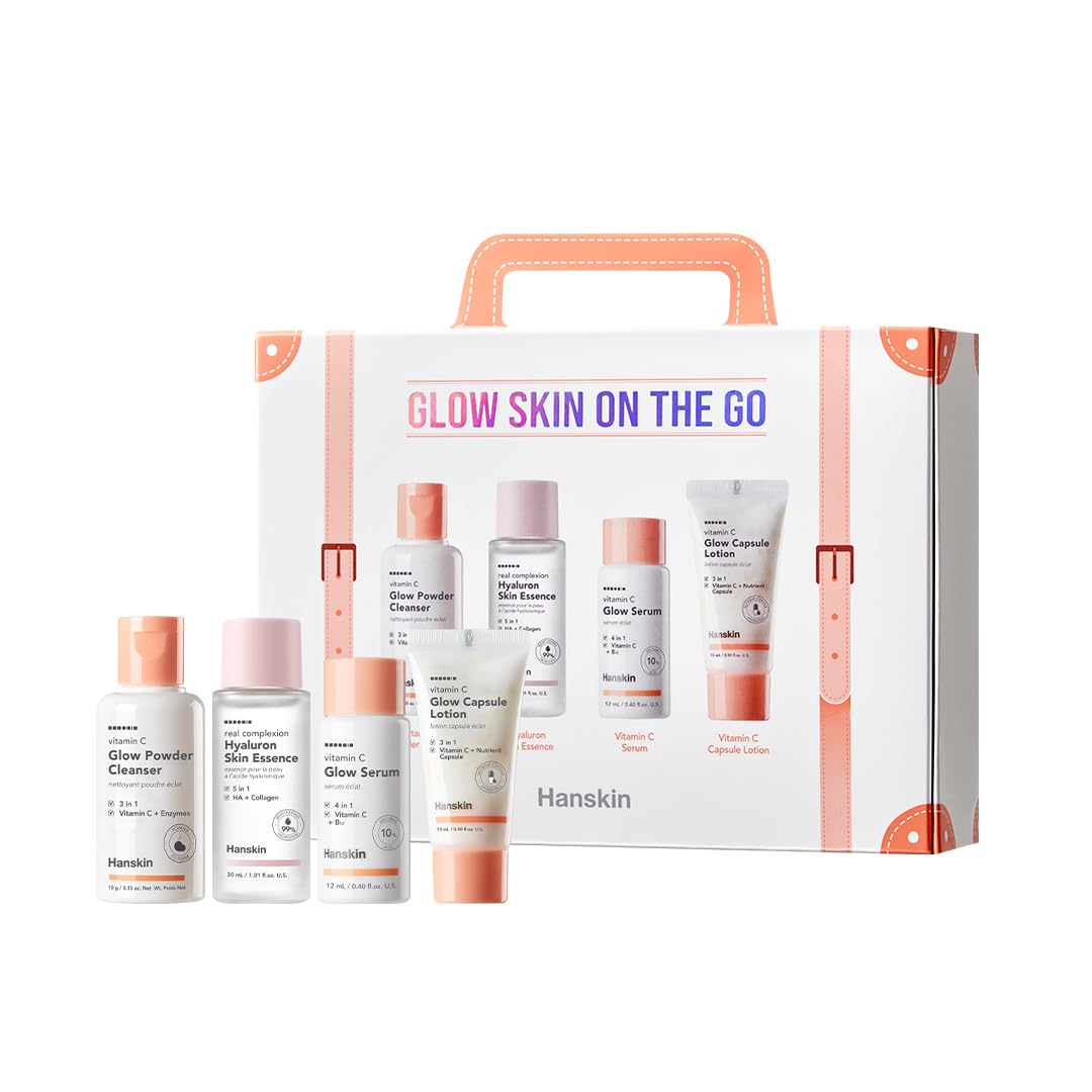 Hanskin Glow Skin cleanser powder on-the-go for brightening and cleansing.