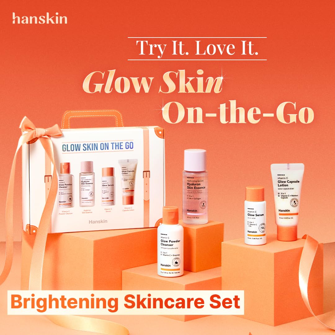 Hanskin Hyaluron Skin Essence bottle highlights daily hydration.