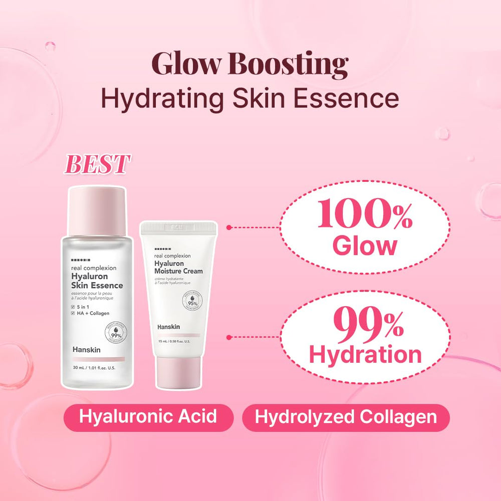 Hanskin PHA Cleansing Balm jar shows makeup removal in travel format.