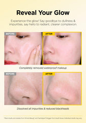 Solid-to-oil transformation shown as the balm melts to cleansing oil.