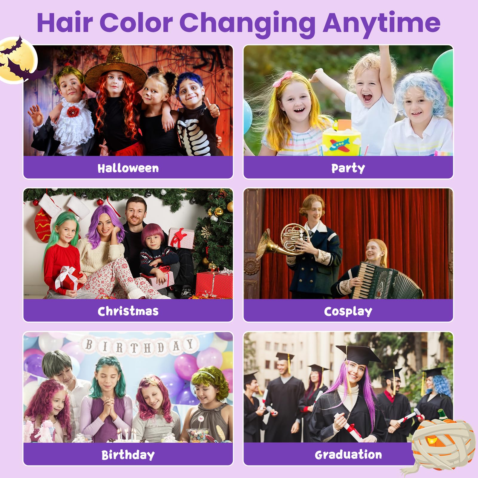 Hansuby cosplay purple hair dye wax, ideal for quick costume styling.