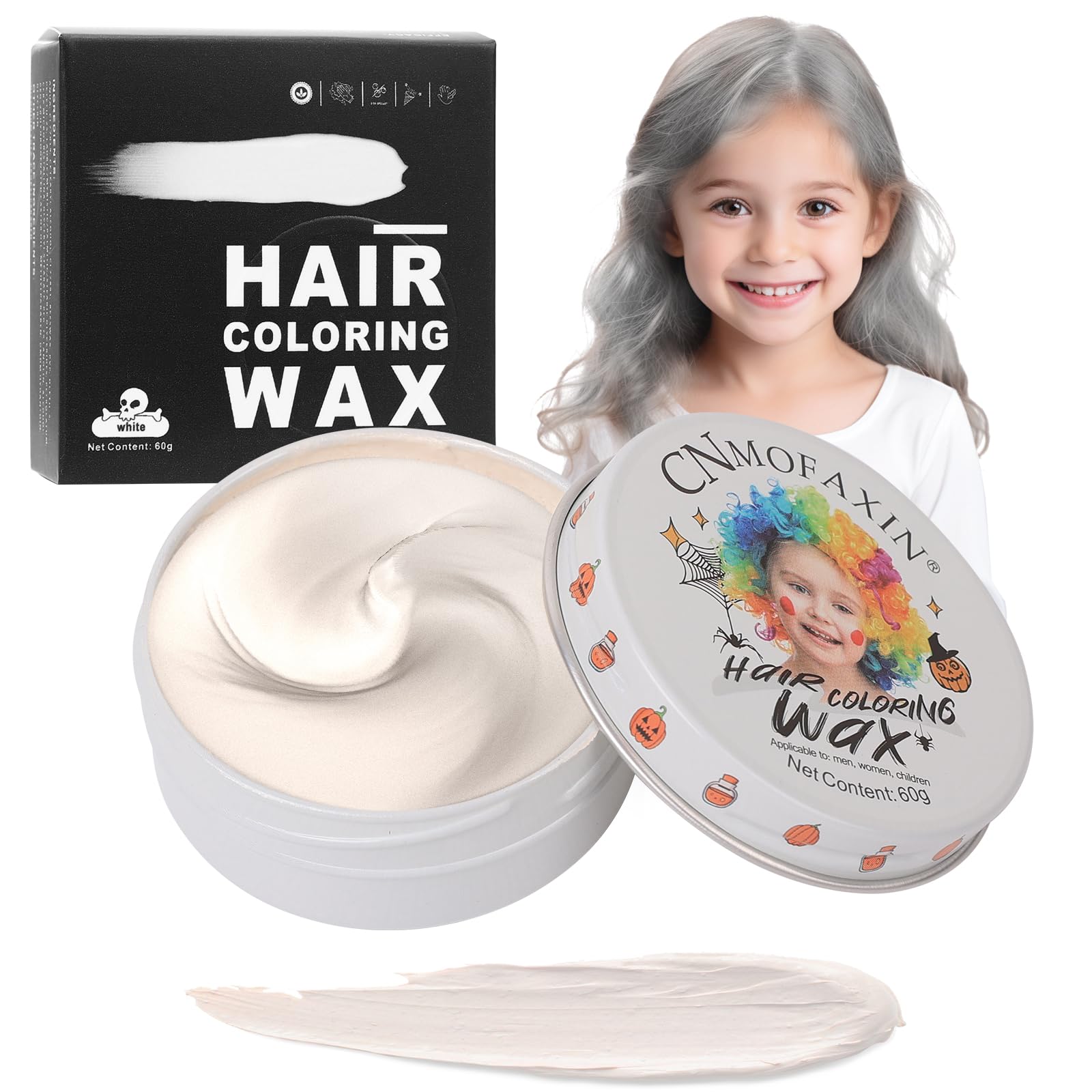 Hansuby temporary silver white hair wax bottle for instant color, easy wash-out.