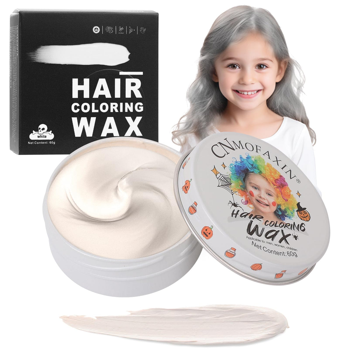 Hansuby temporary silver white hair wax bottle for instant color, easy wash-out.