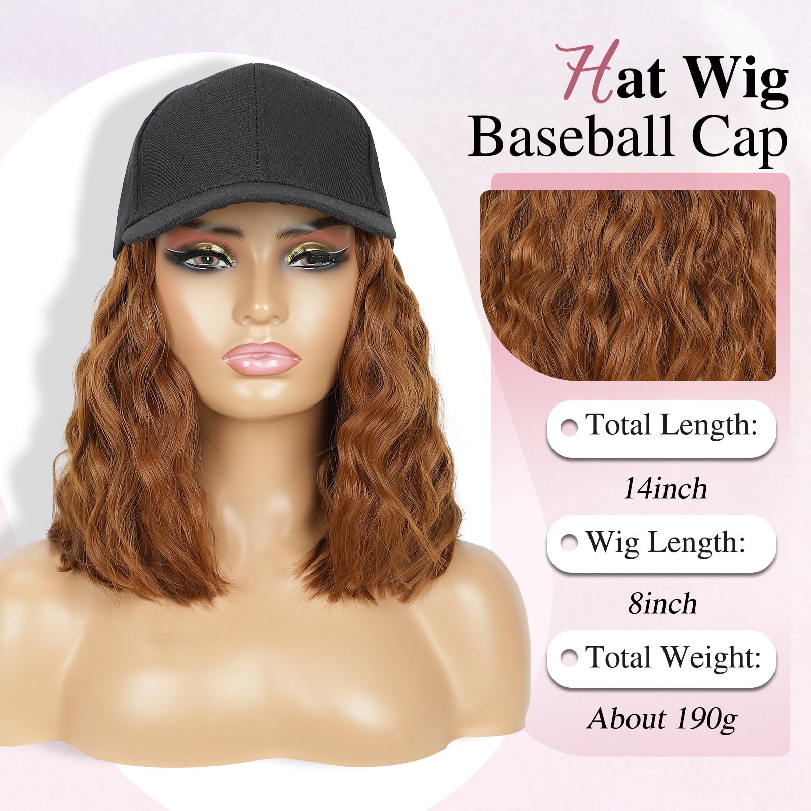 HANYUDIE hat wig showing distinct wave texture for a natural look