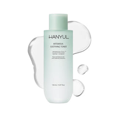 HANYUL Artemisia Toner bottle pouring for calming hydration.