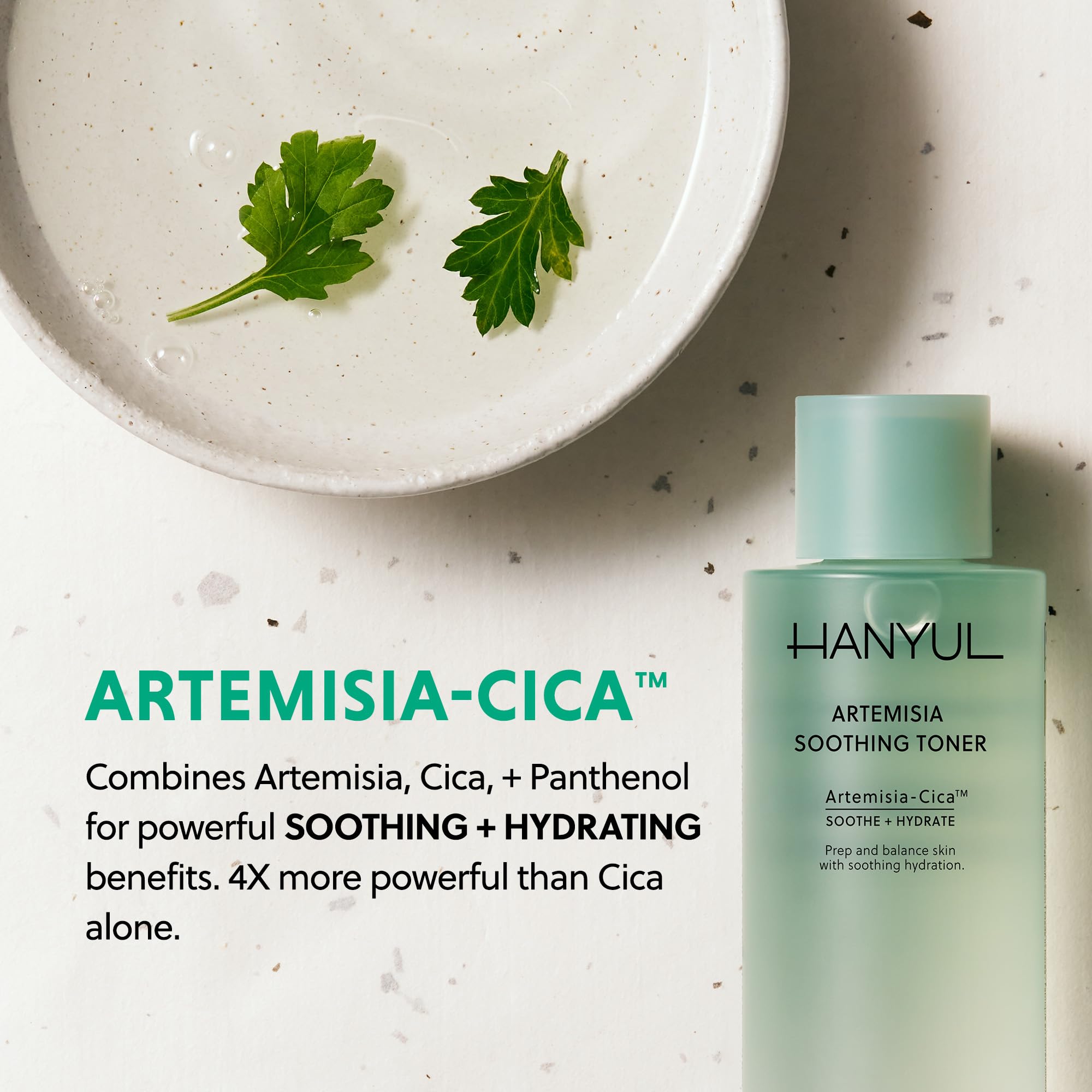 HANYUL Artemisia Toner on cotton pad for gentle toning.