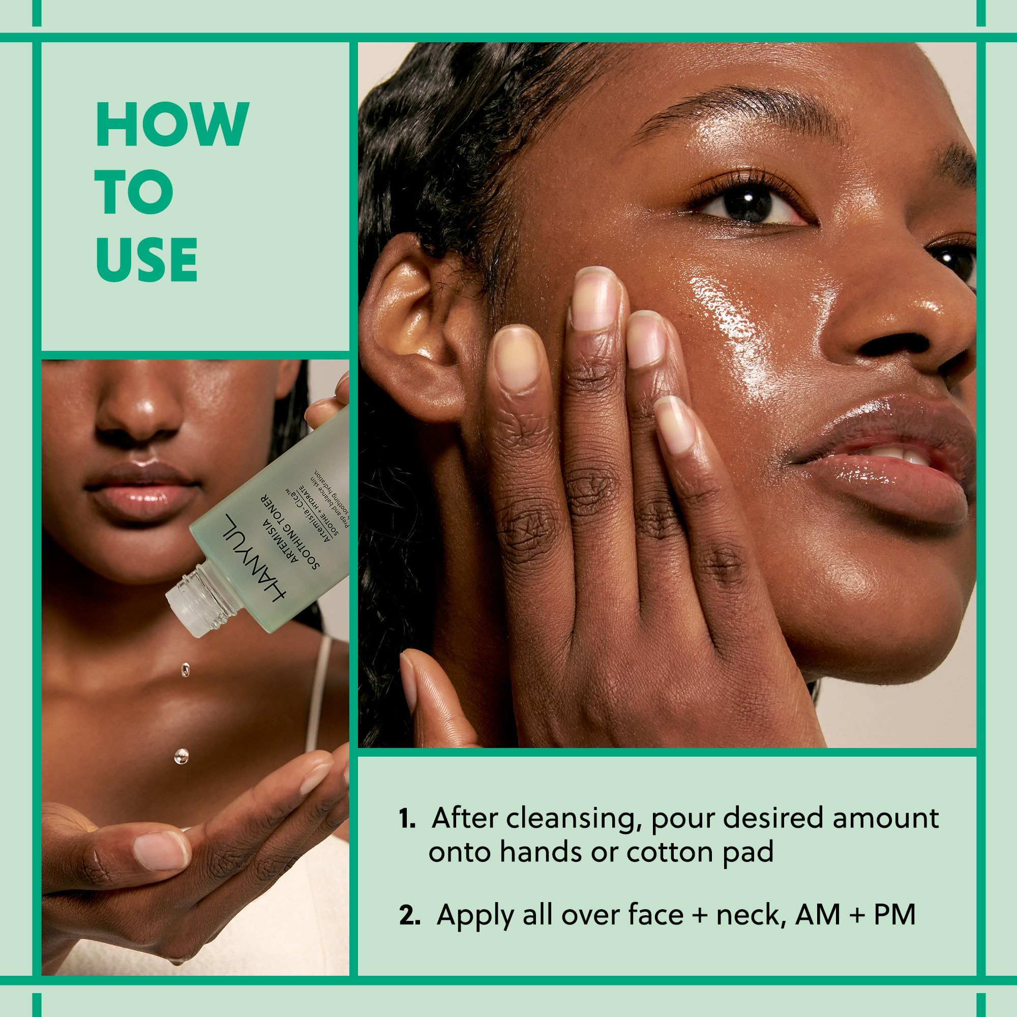 HANYUL Artemisia Toner ingredients palette highlighting vegan formula.