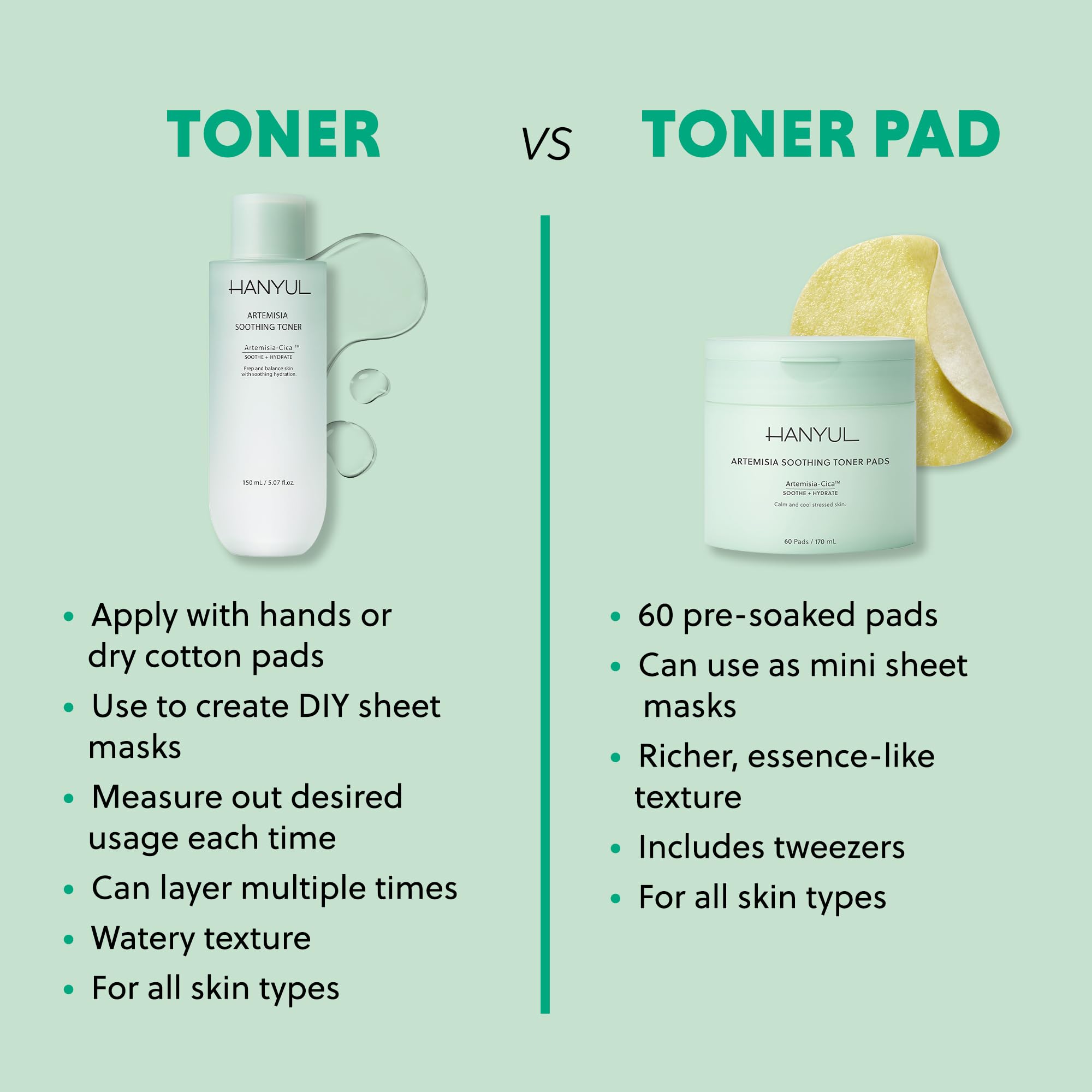 HANYUL Artemisia Toner packaging close up showcasing clean vegan branding.