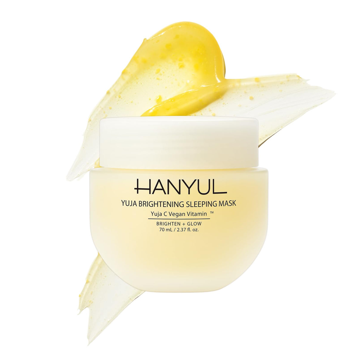 Hanyul Yuja Sleeping Mask jar displaying creamy texture for overnight glow