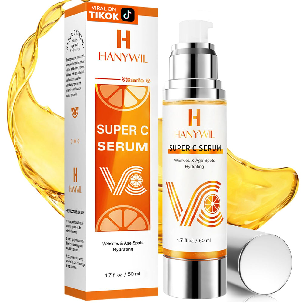 HANYWIL 20% Vitamin C Serum bottle close-up showing brightening potential.