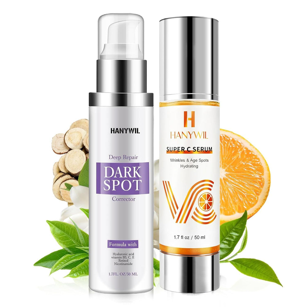 HANYWIL application on face and body demonstrates a simple daily brightening routine.