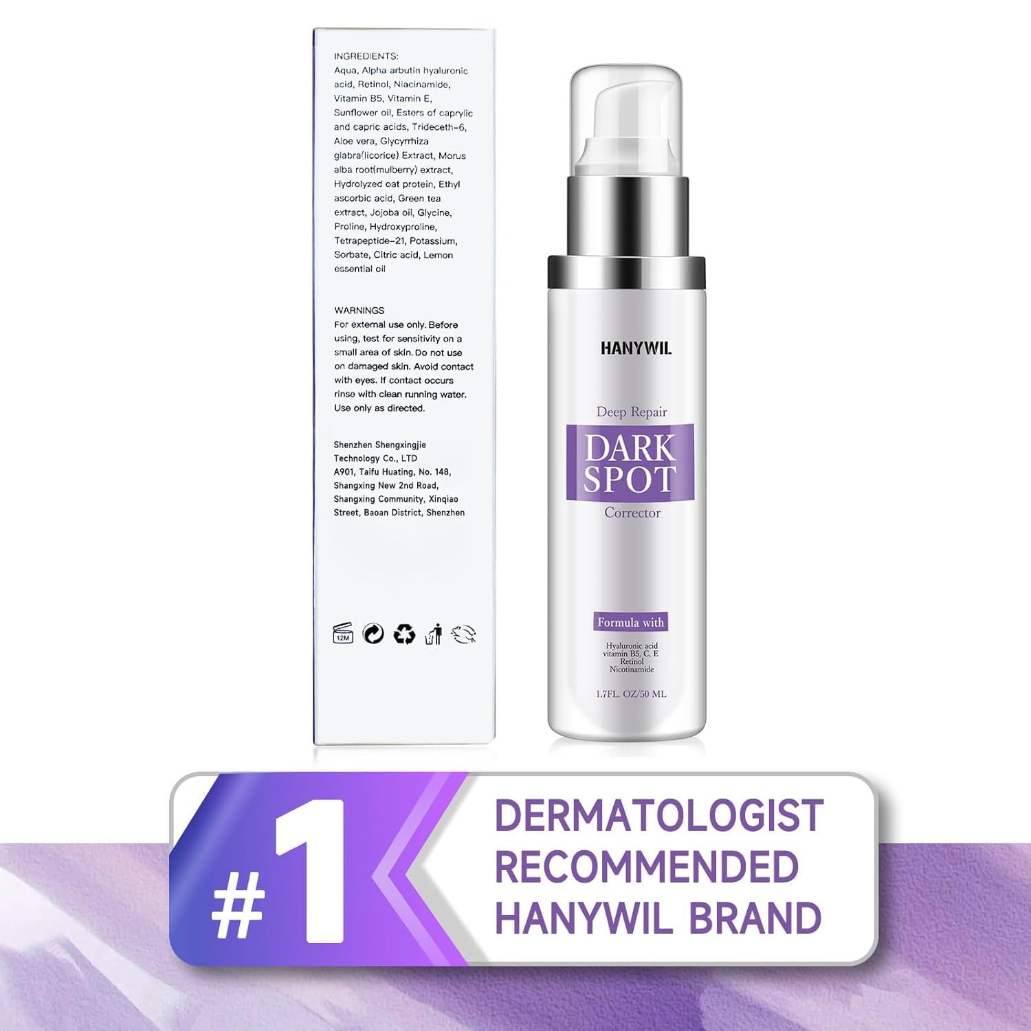 HANYWIL duo packaging box showing premium skincare set for age spots.