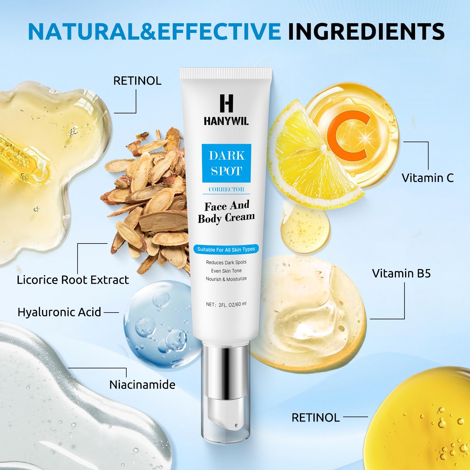 HANYWIL serum pump application on clean face for targeted care.