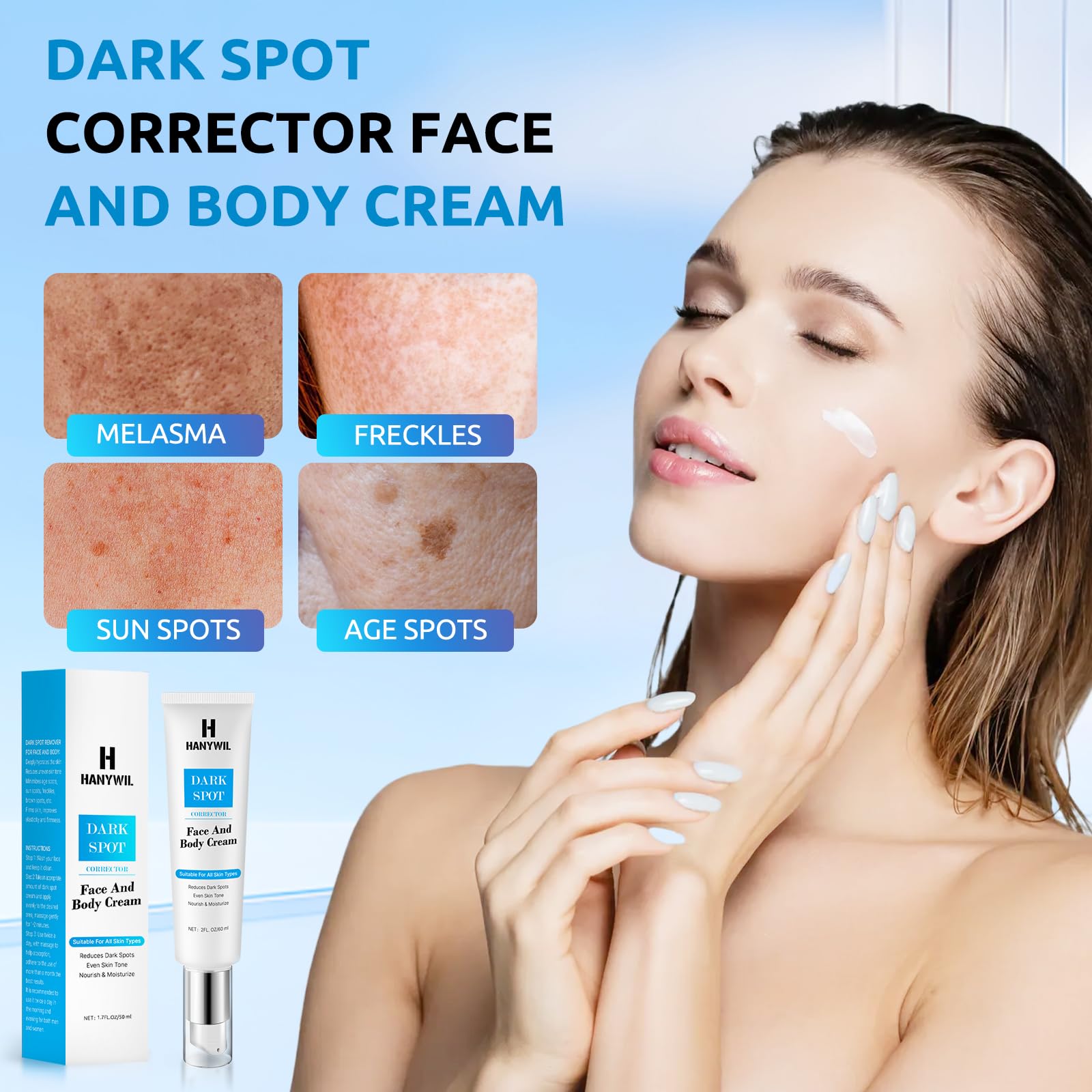 HANYWIL serum texture close-up showing smooth, hydrated skin preparation.