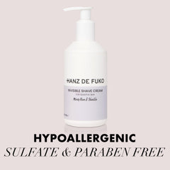 Hanz de Fuko Invisible Shave Cream close-up of aloe, avocado, and jojoba oils for hydration.