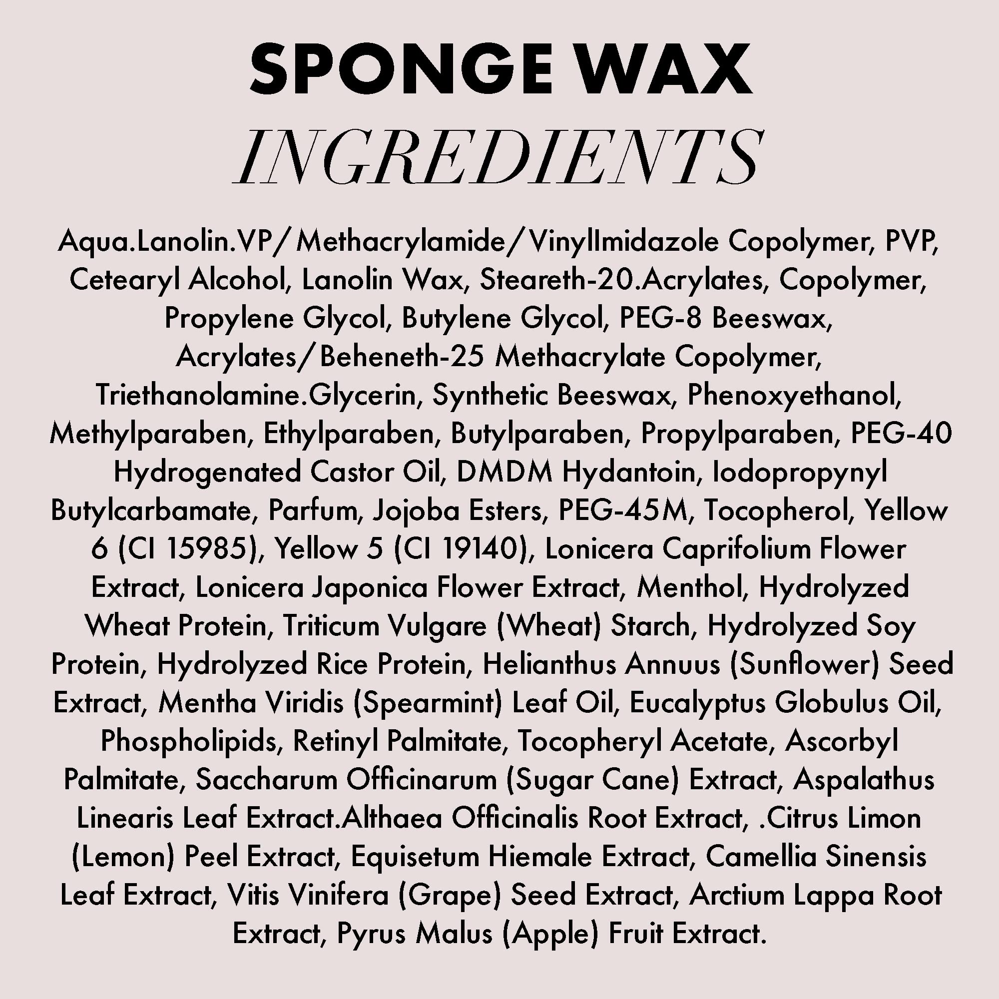 Tube close-up of Sponge Wax packaging to emphasize premium quality.