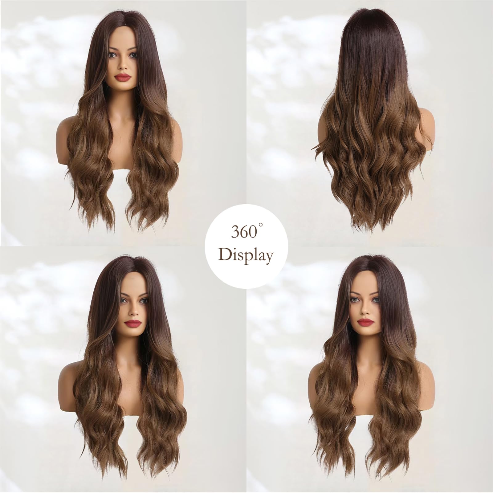 Haoland wig side view showcasing flowing waves and secure fit.