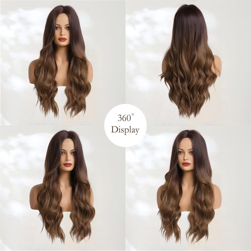 Haoland wig side view showcasing flowing waves and secure fit.