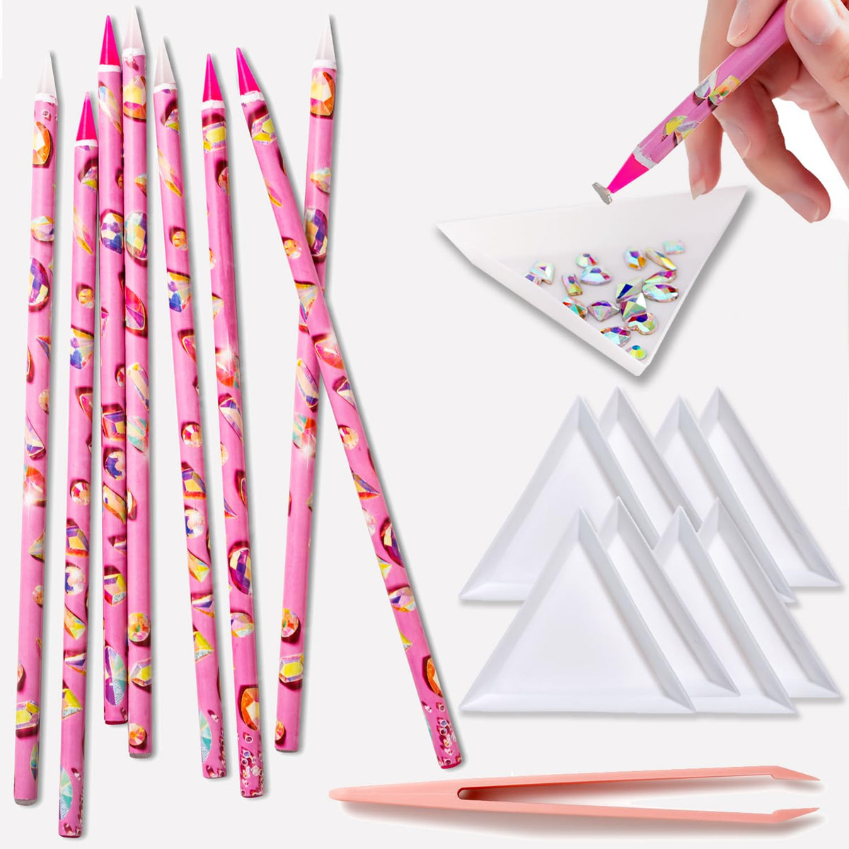 haozher 17pcs rhinestone picker kit with pencils and trays for precise gem placement