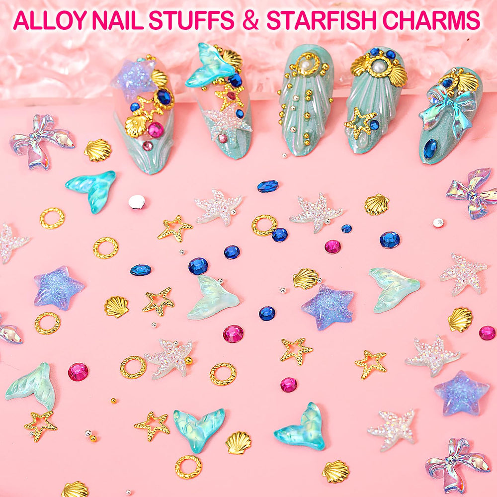 Haozher pearls and rhinestones subtle glitter for elegant nails.