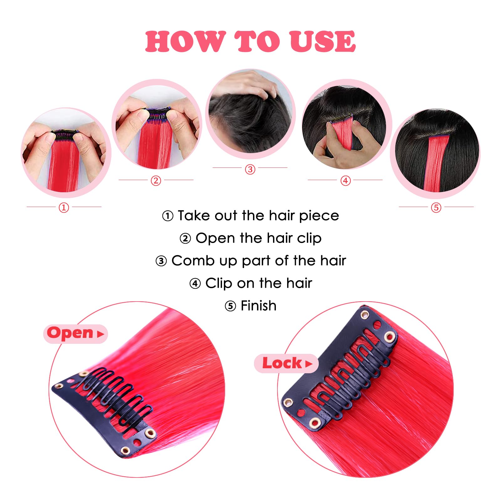 HappClan 22-inch red synthetic hair ready for curling or straightening.