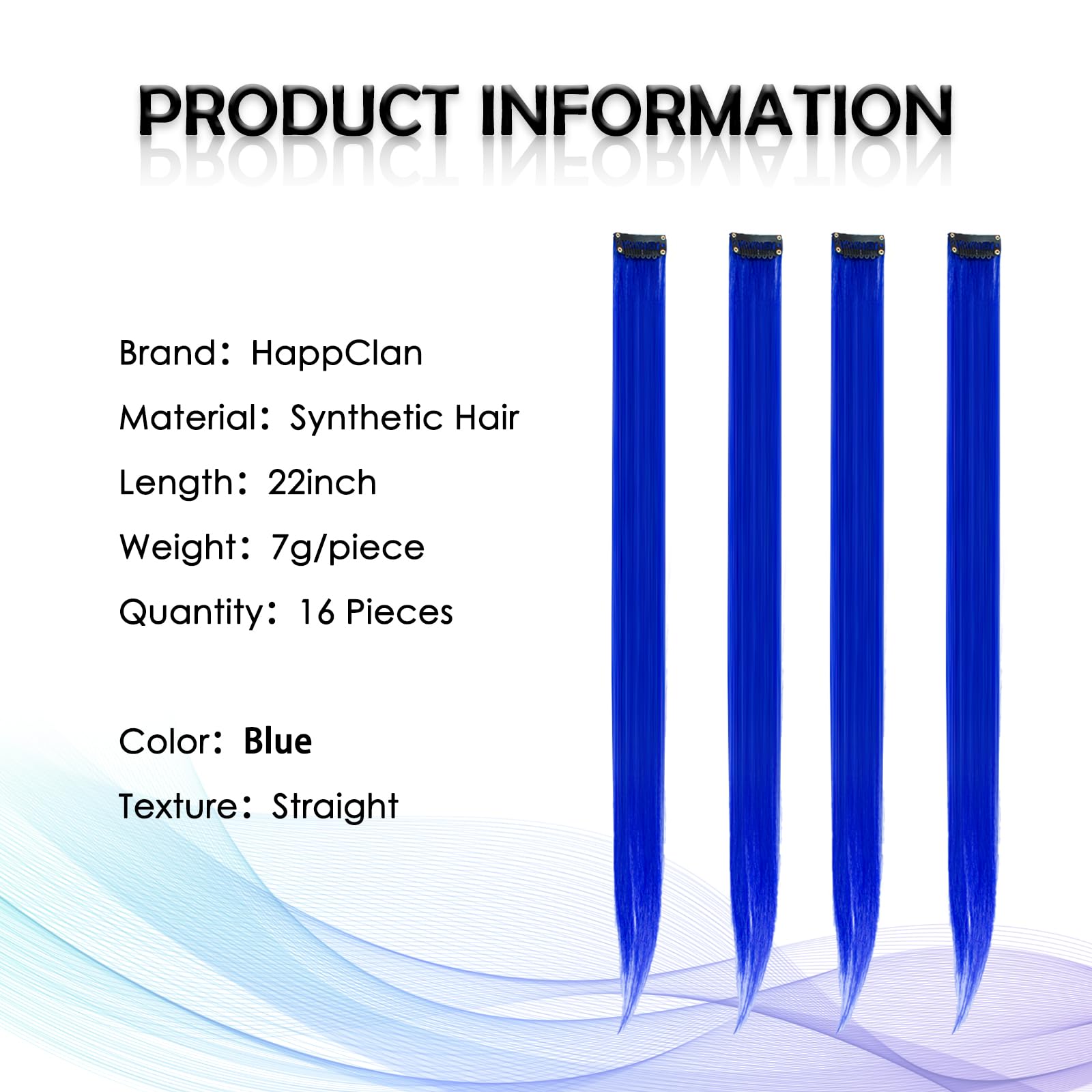 HappClan blue clip-ins in individual packaging to prevent tangling
