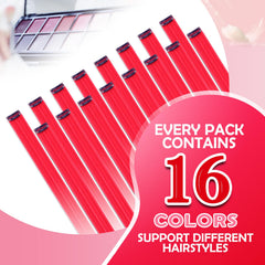 HappClan red clip-ins closeup with metal clips for secure attachment.