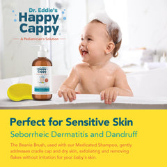 Happy Cappy brushing scalp massage demonstrates gentle circular motions.