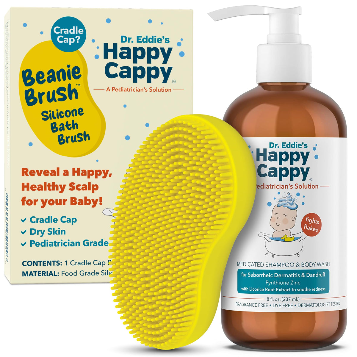 Happy Cappy medicated shampoo bottle for cradle cap care and gentle cleansing.