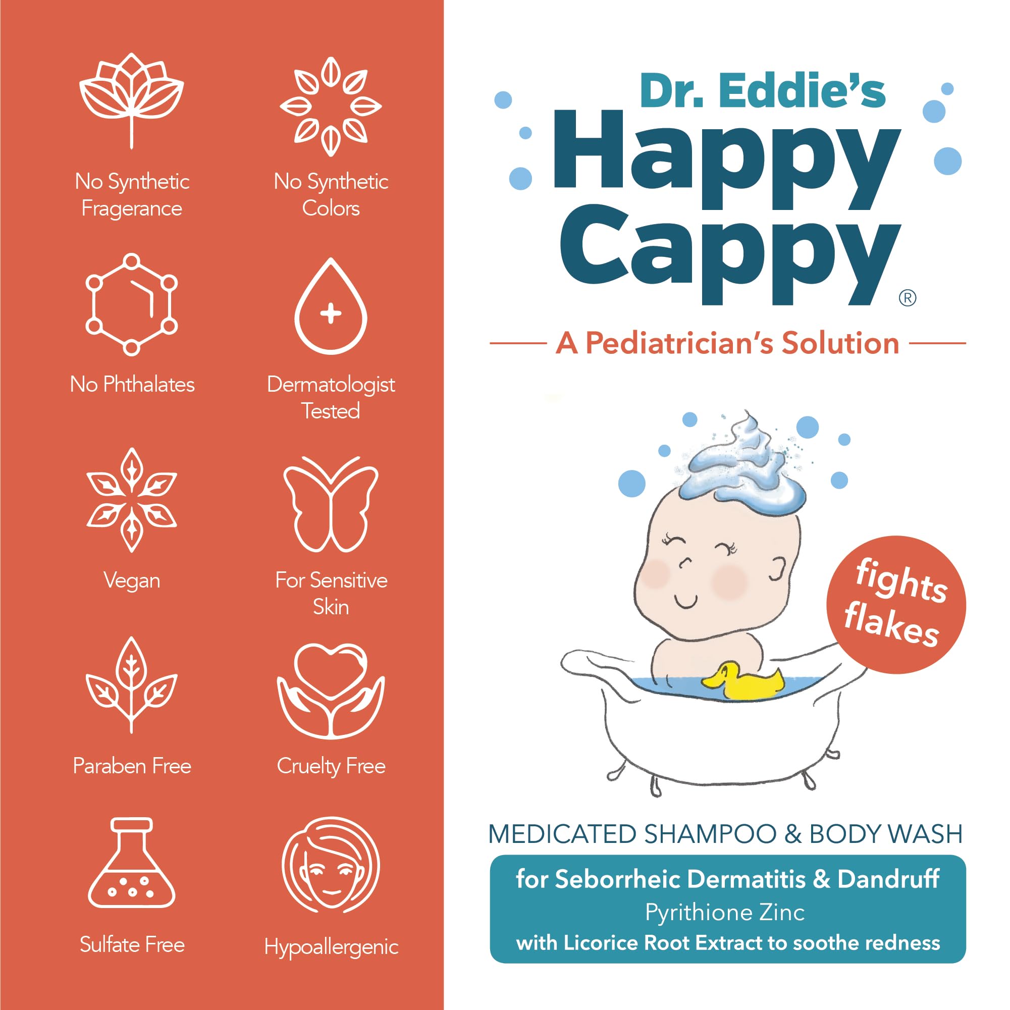 Happy Cappy pump dispenser enables easy, gentle application.